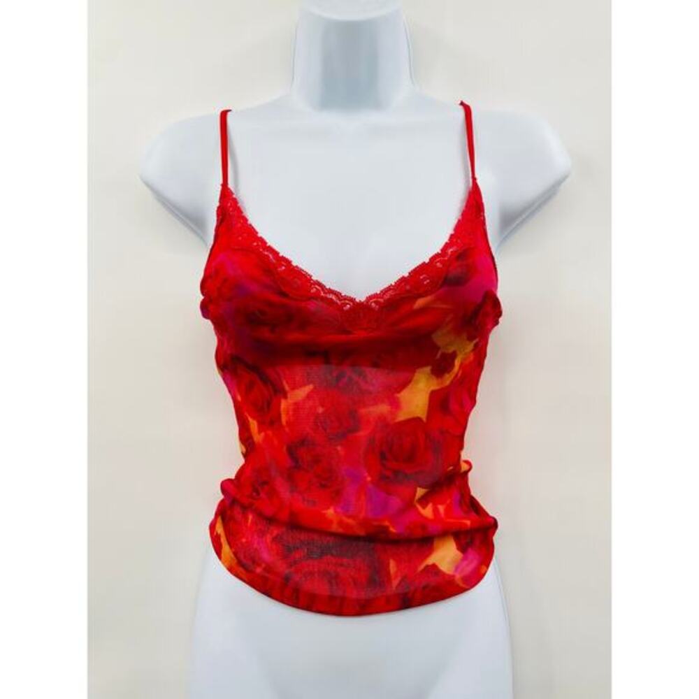 Victoria's Secret 2001 deadstock vintage red floral sheer cami